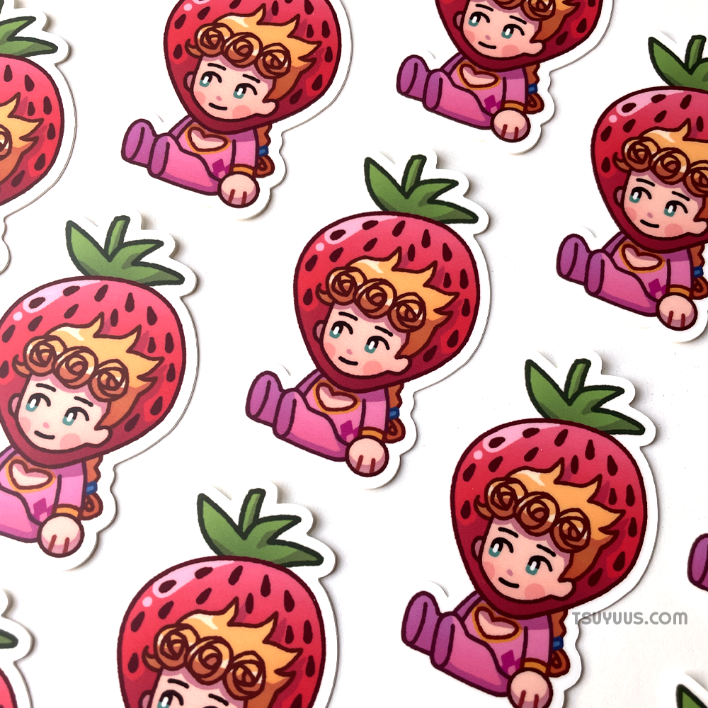 Giorno Strawberry Hat Sticker