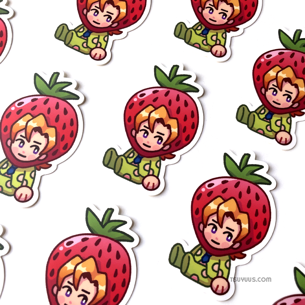 Fugo Strawberry Hat Sticker