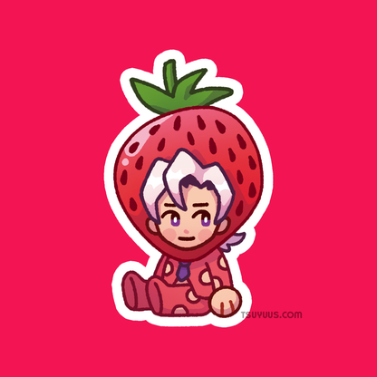 Fugo Strawberry Hat Sticker
